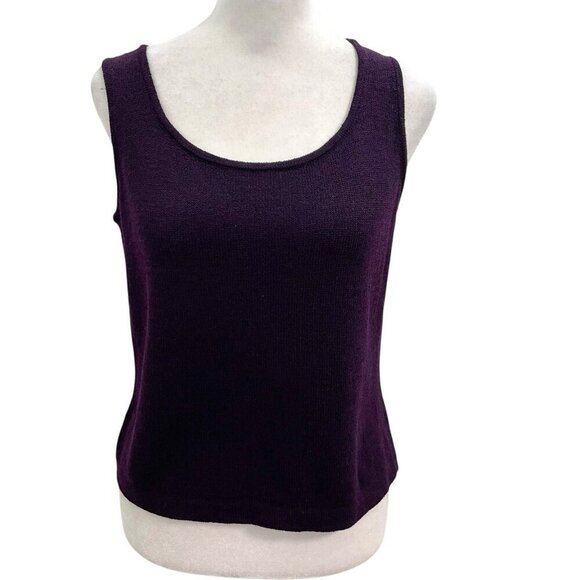 St. John Santana Knit Wool Blend Tank Top Shell Classic Dark Purple size P - Picture 1 of 4